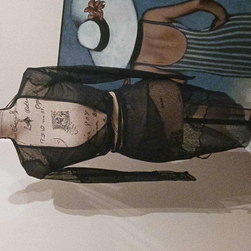 Darker Wavs Fishnet and Mesh Patchwork Skirt Set